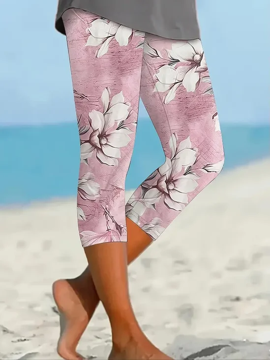 Pantalons Femmes Décontracté Floral Été Imprimé Rayonne Aucune élasticité Quotidien Régulier T.-N.-L.