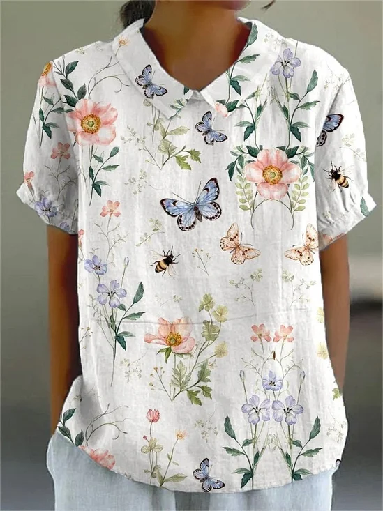 Blouses Imprimé d'Animal Décontracté Été Polyester Aucune élasticité Quotidien Demi Manche Régulier Droit pour Femmes