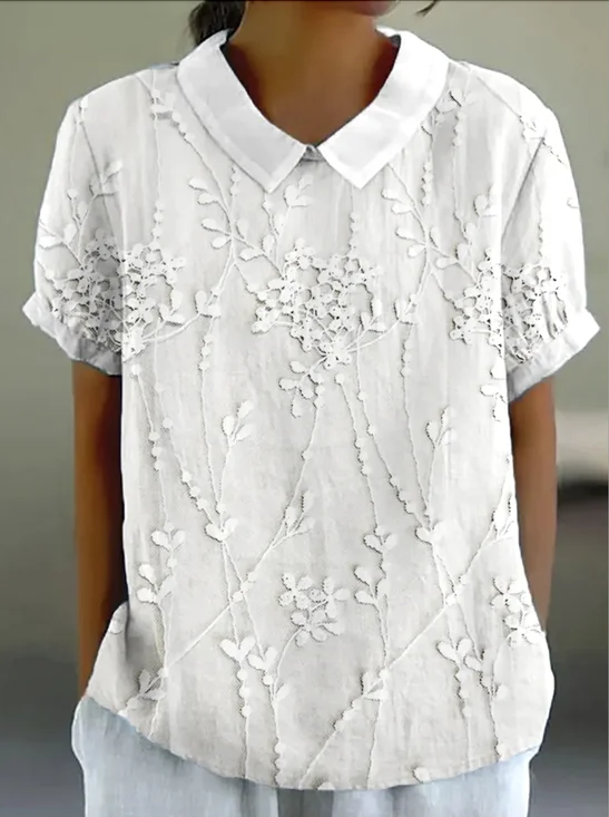 Chemises Décontracté Floral Été Micro-élasticité Quotidien Coupe Régulière Régulier Régulier Col de Chemise pour Femmes