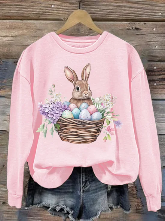 Sweat-shirts Décontracté Printemps / Automne PÂQUES (lapin) Polyester Naturel Aucune élasticité Col Rond Régulier jour de Pâques pour Femmes