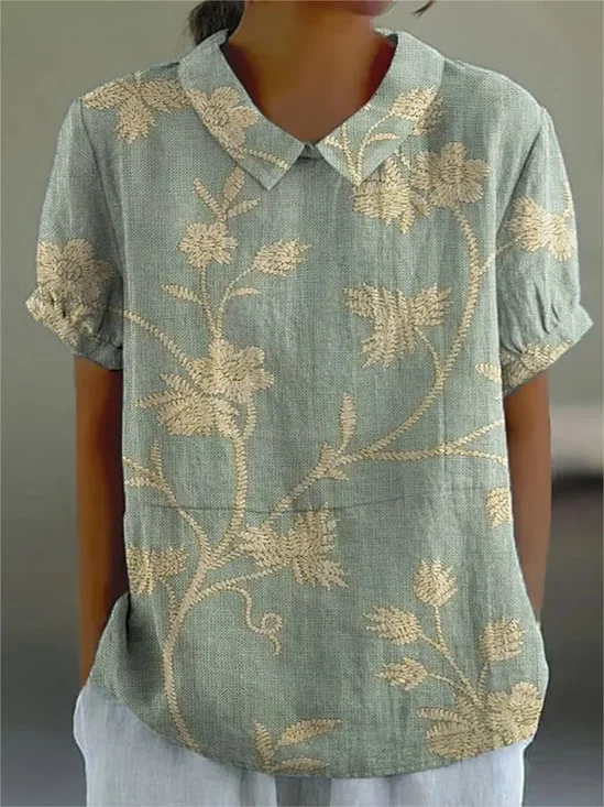 Chemises Femmes Décontracté Floral Été Polyester Imprimé Quotidien Manches Courtes Régulier Droit