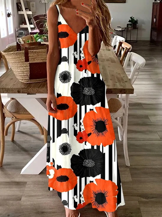 Femmes Géométrique Blanc à Bretelles Confortable Robe Maxi Décontracté