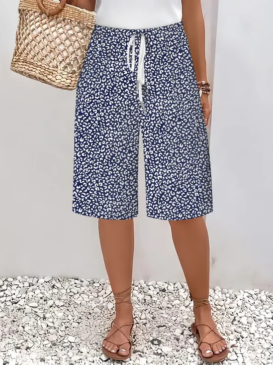 Pantalons Décontracté Floral Été Polyester Naturel Ample Pantalon droit Droit Régulier pour Femmes