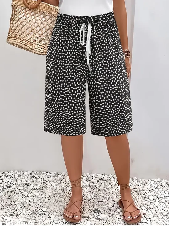 Pantalons Femmes Pois Polka Décontracté Été Polyester Naturel Quotidien Ample Pantalon droit Régulier