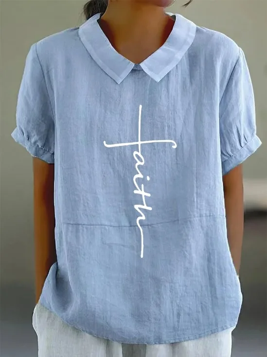 Blouses Femmes Simple Été Lettres de texte Aucune élasticité Quotidien Ample Demi Manche Col Châle Régulier
