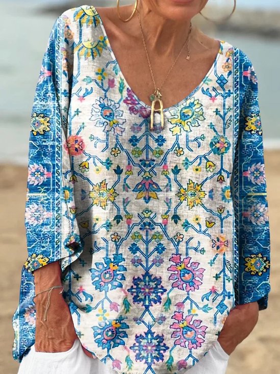 T-shirts Géométrique Décontracté Printemps / Automne Polyester Quotidien Coupe Régulière Régulier Trapèze Régulier pour Femmes