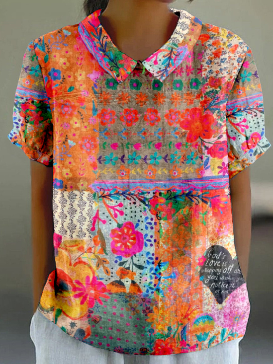 T-shirts Rétro Été Psychédélique Art Polyester Quotidien Ample Manches Courtes Régulier Régulier pour Femmes