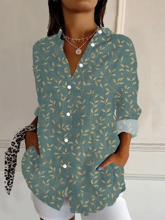 Chemises Décontracté Floral Printemps / Automne Polyester Quotidien Régulier Droit Régulier Col de Chemise pour Femmes
