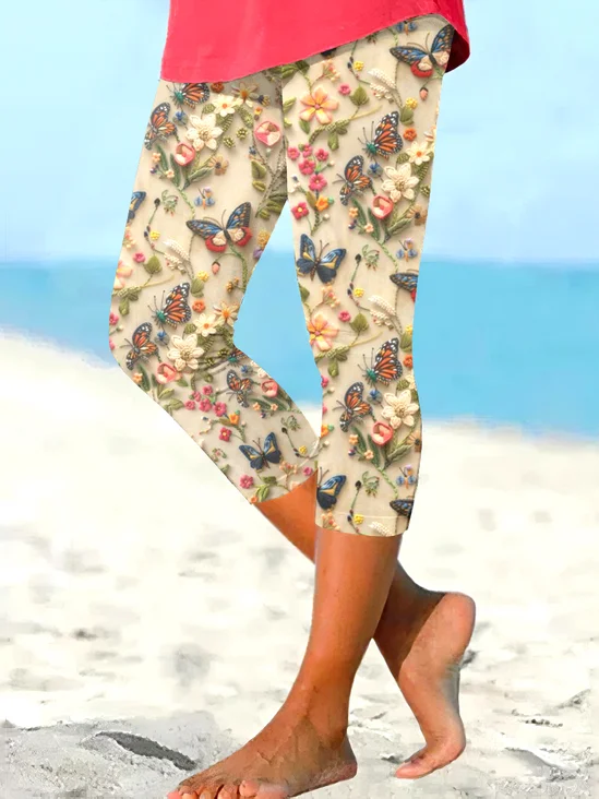 Pantalons Décontracté Floral Printemps / Automne Polyester Naturel Quotidien Pantalon coupe slim Trapèze Élasticité moyenne pour Femmes