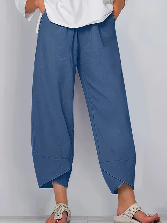 Pantalons Décontracté Plain Été Polyester Naturel Quotidien Ample O-Ligne Régulier pour Femmes