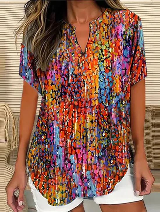 Blouses Femmes Bloc de Couleur Décontracté Été Aucune élasticité Quotidien Ample Demi Manche Régulier Régulier