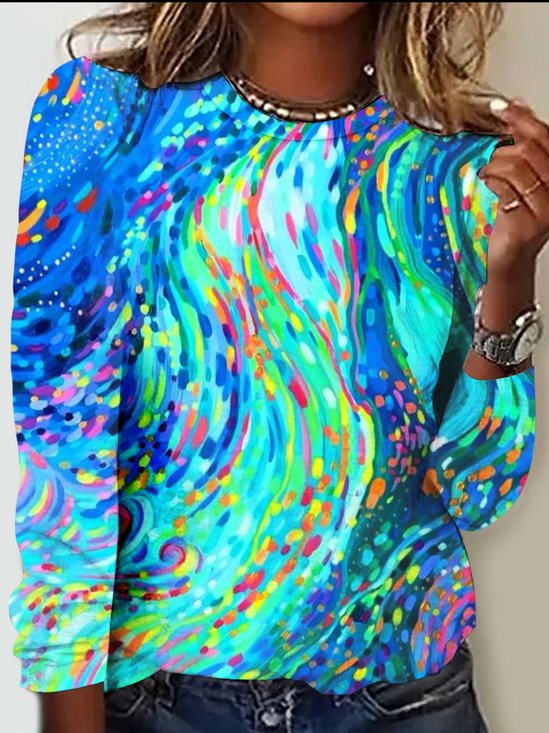 T-shirts Femmes Décontracté Été Abstrait Graphique Polyester Micro-élasticité Quotidien Coupe Régulière Manches Courtes Col Rond
