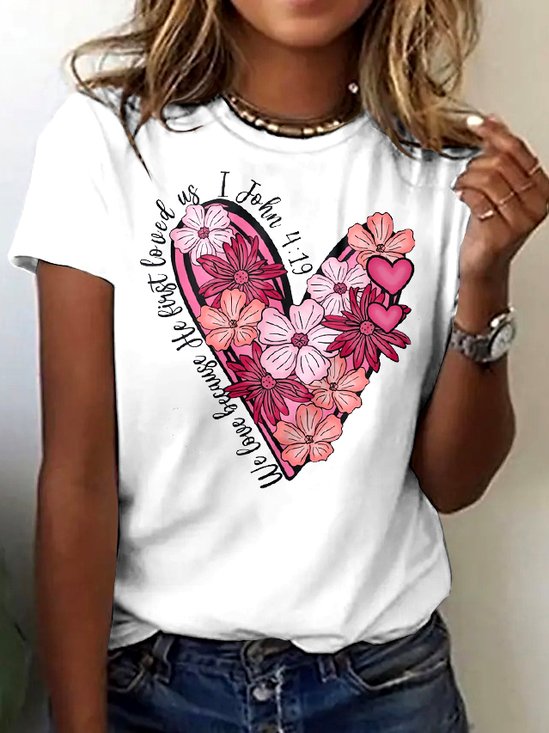 T-shirts Femmes Rétro Plain Été Polyester Micro-élasticité Coupe Régulière Manches Courtes Col Rond Régulier
