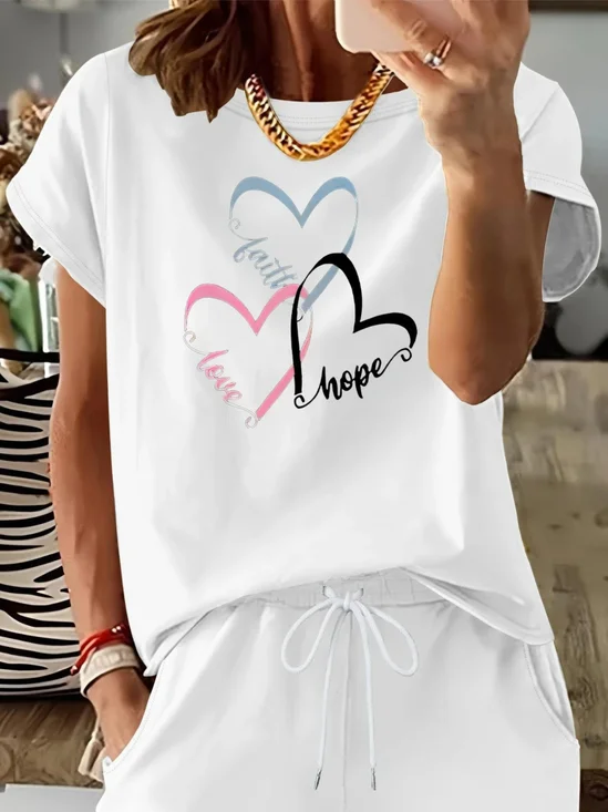 T-shirts Femmes Rétro Été Coeur/cordé Micro-élasticité Quotidien Coupe Régulière Régulier Trapèze Régulier
