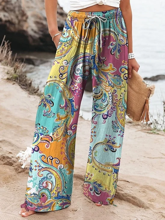 Pantalons Décontracté Printemps / Automne Abstrait Graphique Quotidien Ample Long Droit Régulier Pantalon baggy pour Femmes