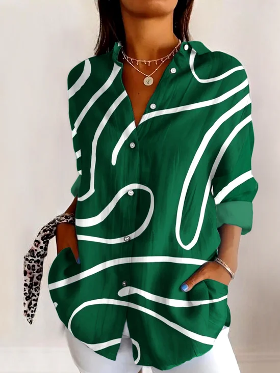 Chemises Femmes Géométrique Décontracté Printemps / Automne Micro-élasticité Quotidien Coupe Régulière Manches Longues Régulier Régulier