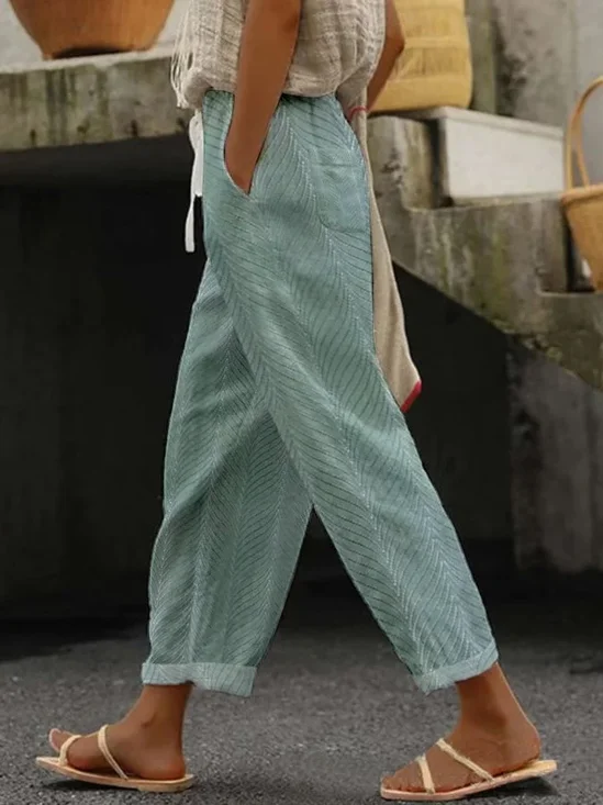Pantalons Décontracté Printemps / Automne Chevrons Polyester Naturel Ample Long Droit Pantalon baggy pour Femmes