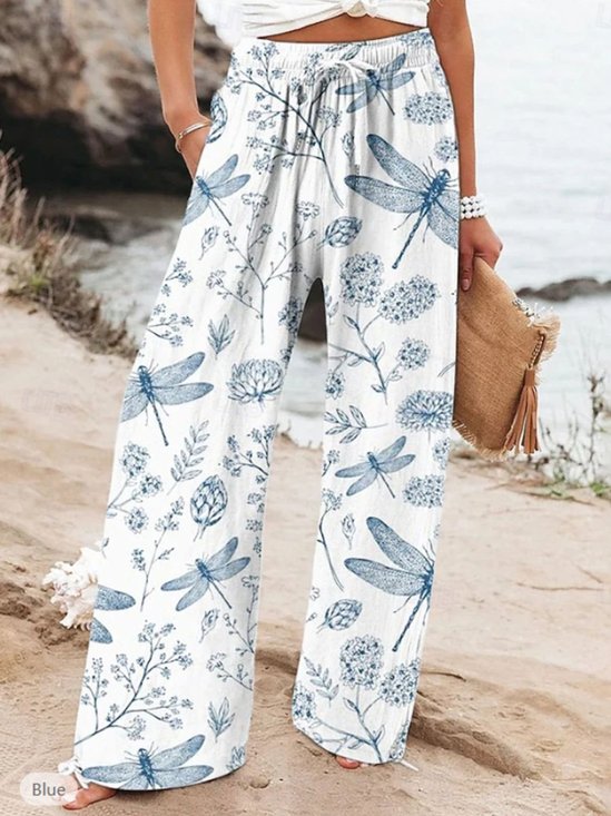Pantalons Femmes Décontracté Libellule Printemps / Automne Polyester Naturel Micro-élasticité Quotidien Ample Long
