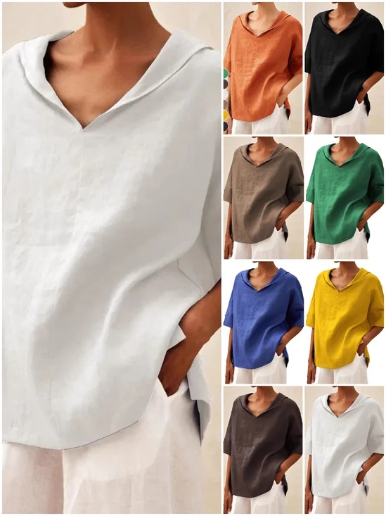 Blouses Femmes Rue Plain Été Polyester Col V Ample Régulier Droit Régulier