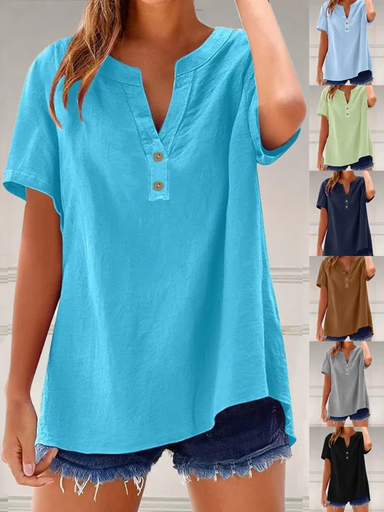 Chemises Femmes Simple Plain Printemps / Automne Polyester Col V Vacances Régulier Droit Régulier