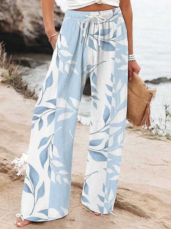 Pantalons Décontracté Printemps / Automne Plantes Coton Quotidien Ample Droit Régulier Pantalon baggy pour Femmes