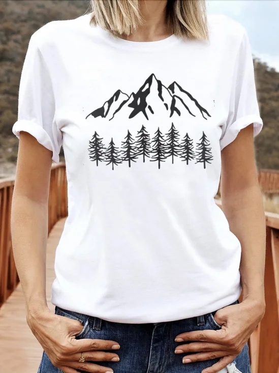 T-shirts Femmes Rétro La peinture Été Micro-élasticité Quotidien Coupe Régulière Régulier Trapèze Régulier