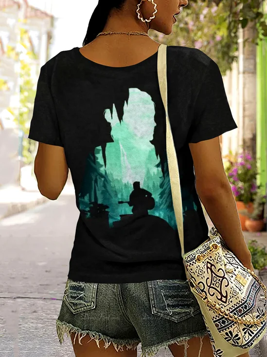 T-shirts Rétro La peinture Été Polyester Micro-élasticité Quotidien Manches Courtes Régulier Régulier pour Femmes