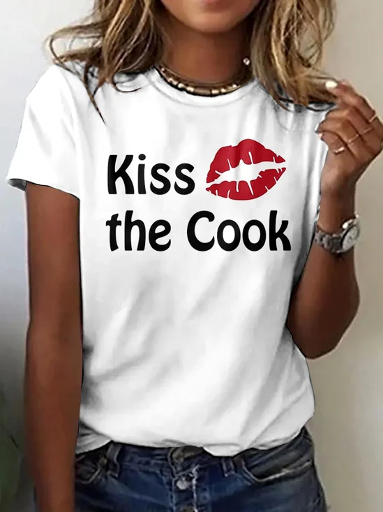 T-shirts Femmes Décontracté La peinture Été Coton Micro-élasticité Coupe Régulière Manches Courtes Trapèze Régulier
