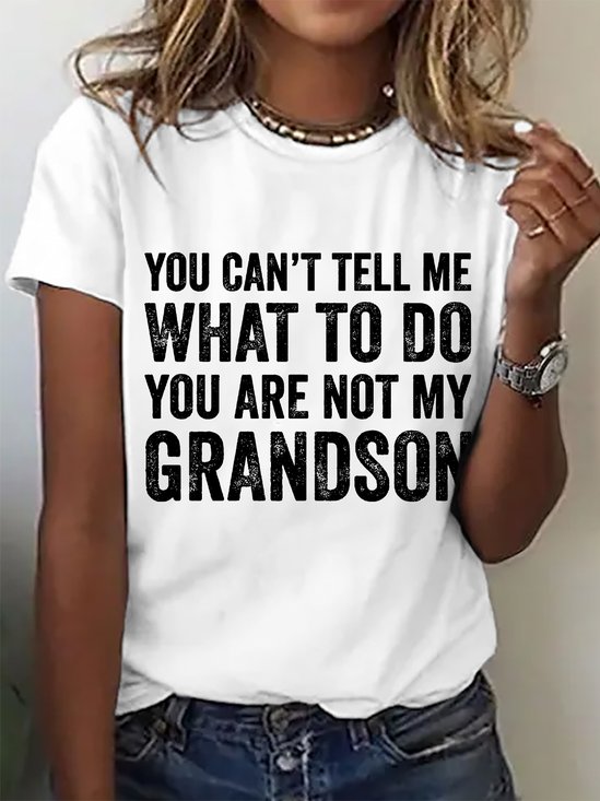 T-shirts Décontracté Été Lettres de texte Coton Micro-élasticité Ample Col Rond Régulier Droit pour Femmes