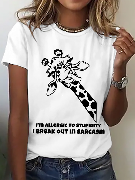 T-shirts Décontracté Imprimé d'Animal Été Quotidien Ample Manches Courtes Col Rond Régulier Droit pour Femmes