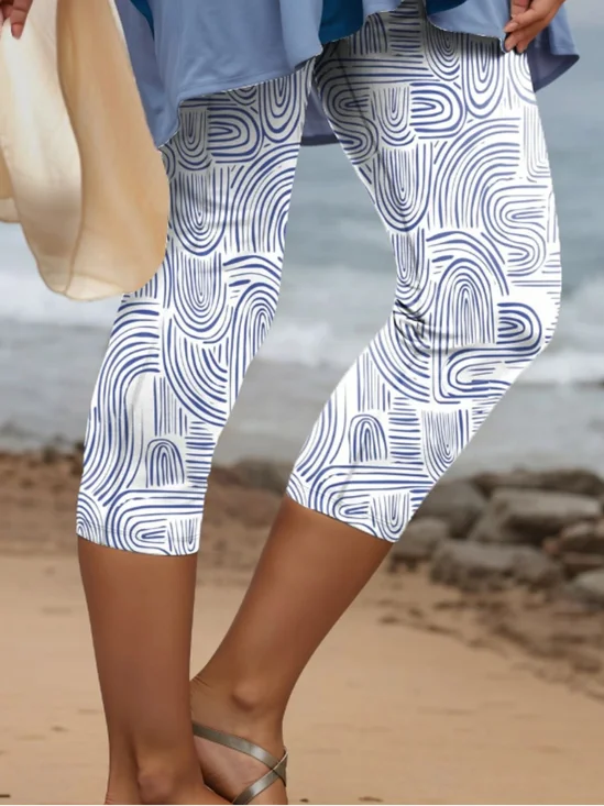 Pantalons De Yoga Géométrique Décontracté Été Quotidien Coupe Régulière Taille Élastique Pantalon coupe slim Droit Régulier pour Femmes