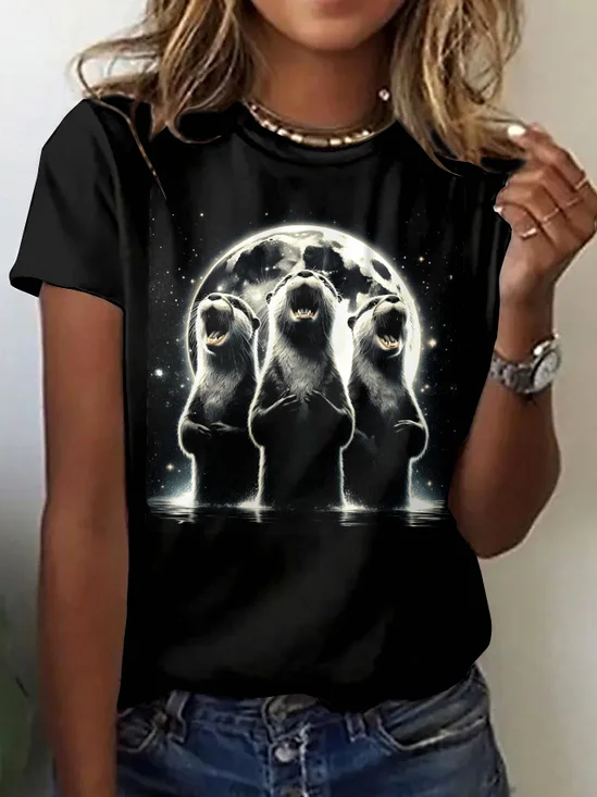 T-shirts Rétro La peinture Été Quotidien Coupe Régulière Manches Courtes Col Rond Trapèze Régulier pour Femmes