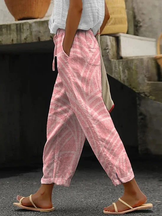 Pantalons Géométrique Décontracté Printemps / Automne Naturel Aucune élasticité Quotidien Long Régulier Pantalon baggy pour Femmes