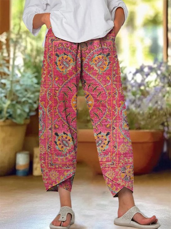 Pantalons Décontracté Ethnique Printemps / Automne Coton Naturel Micro-élasticité Coupe Régulière Pantalons Harem Régulier pour Femmes