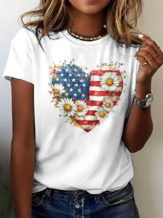T-shirts Décontracté La peinture Été Coton Quotidien Coupe Régulière Régulier Trapèze Régulier pour Femmes