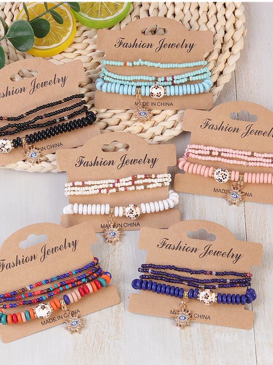 Bracelets Rétro Abstrait Toutes Les Saisons Imprimé Quotidien multicouche Bracelet Céramique pour Femme