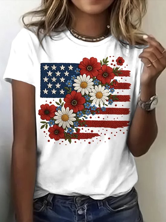 T-shirts Rétro Plain Été Micro-élasticité Quotidien Coupe Régulière Manches Courtes Col Rond Régulier pour Femmes