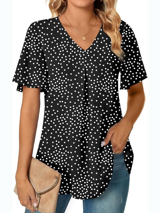 Chemises Femmes Décontracté Floral Été Coton Micro-élasticité Quotidien Coupe Régulière Manches Courtes Régulier