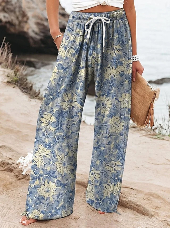 Pantalons Décontracté Floral Printemps / Automne Imprimé Micro-élasticité Ample Long Régulier Pantalon baggy pour Femmes