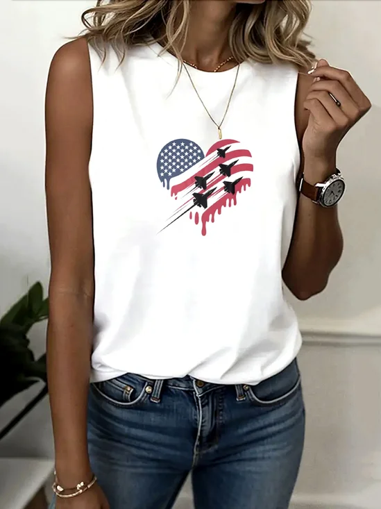 Top Débardeur Tops Femmes Géométrique Décontracté Été Coton Micro-élasticité Coupe Régulière Col Rond Régulier Régulier
