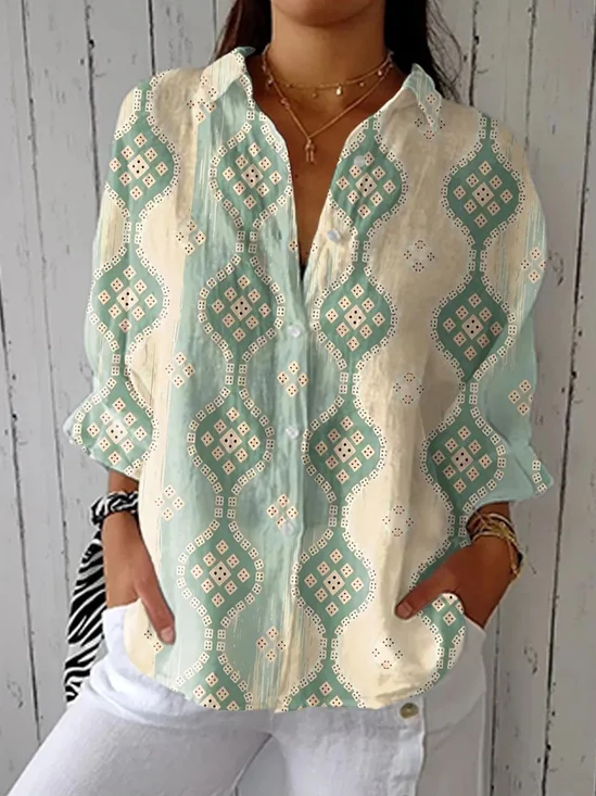 Chemises Bloc de Couleur Décontracté Printemps / Automne Micro-élasticité Quotidien Manches Longues Régulier Régulier Col de Chemise pour Femmes