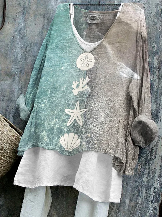 Chemises Femmes Décontracté Floral Printemps / Automne Coton Col V Micro-élasticité Coupe Régulière Régulier Régulier