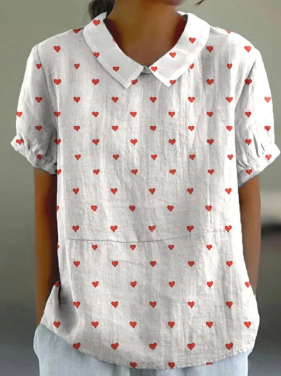 Blouses Femmes Floral Simple Été Coton Micro-élasticité Faire la navette Manches Courtes Col Châle Régulier