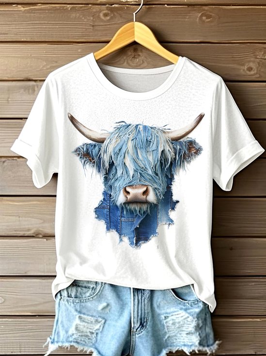 T-shirts Rétro Plain Été Coton Micro-élasticité Quotidien Manches Courtes Régulier Régulier pour Femmes