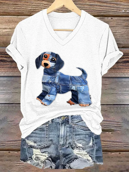 T-shirts Femmes Rétro Imprimé d'Animal Été Micro-élasticité Quotidien Manches Courtes Col Rond Régulier Régulier