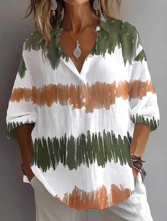 Chemises Femmes Décontracté Abstrait Printemps / Automne Polyester Imprimé Aucune élasticité Ample Régulier Col de Chemise