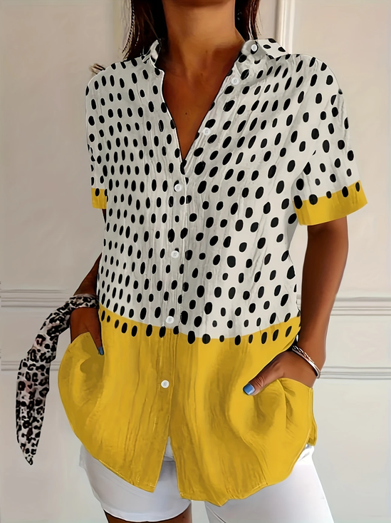 Chemises Décontracté Été Abstrait Pois Polka Polyester Micro-élasticité Quotidien Manches Courtes Régulier Régulier pour Femmes