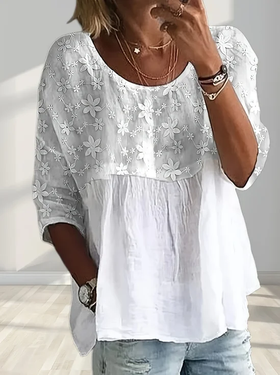 Chemises Décontracté Floral Été Polyester Imprimé Coupe Régulière Demi Manche Régulier Régulier pour Femmes