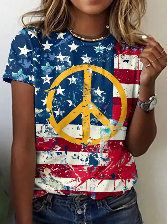 T-shirts Femmes Rétro Imprimé d'Animal Été Polyester Micro-élasticité Quotidien Manches Courtes Régulier Trapèze
