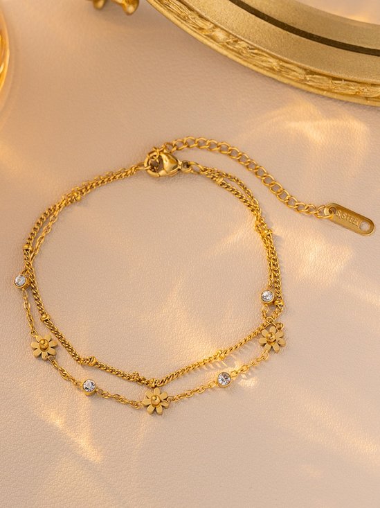 Bracelets Femmes Urbain Floral Toutes Les Saisons Forage à chaud Faire la navette Métal multicouche Bracelet